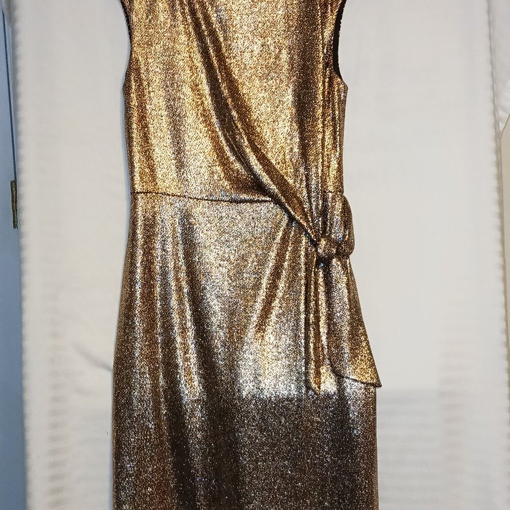 Gold metallic knit dress sizes 12p by Tahari